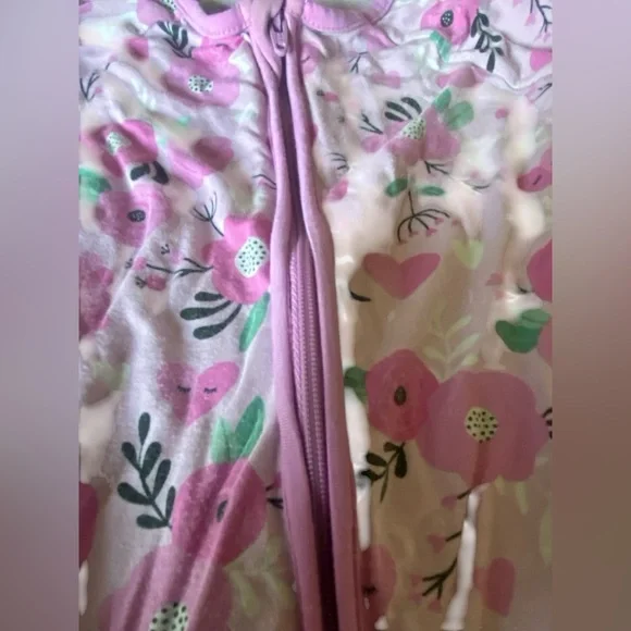 Little Sleepies Pink Wildflower Convertible Zippy Sz 3-6 months - Picture 7 of 7